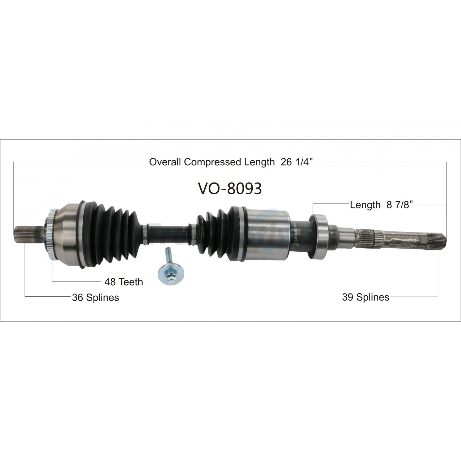 TrakMotive VO8093 CV Axle Shaft product image 1 of 3