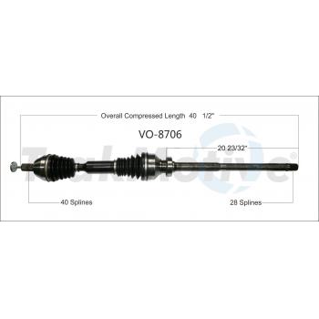2015 Volvo XC60 CV Axle Shaft Front Right TrakMotive VO8706 image 1 of 3