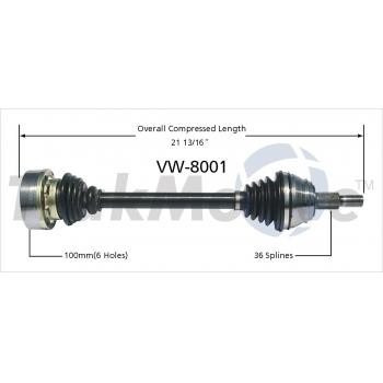 2008 Volkswagen Jetta CV Axle Shaft Front Left TrakMotive VW8001 image 1 of 3