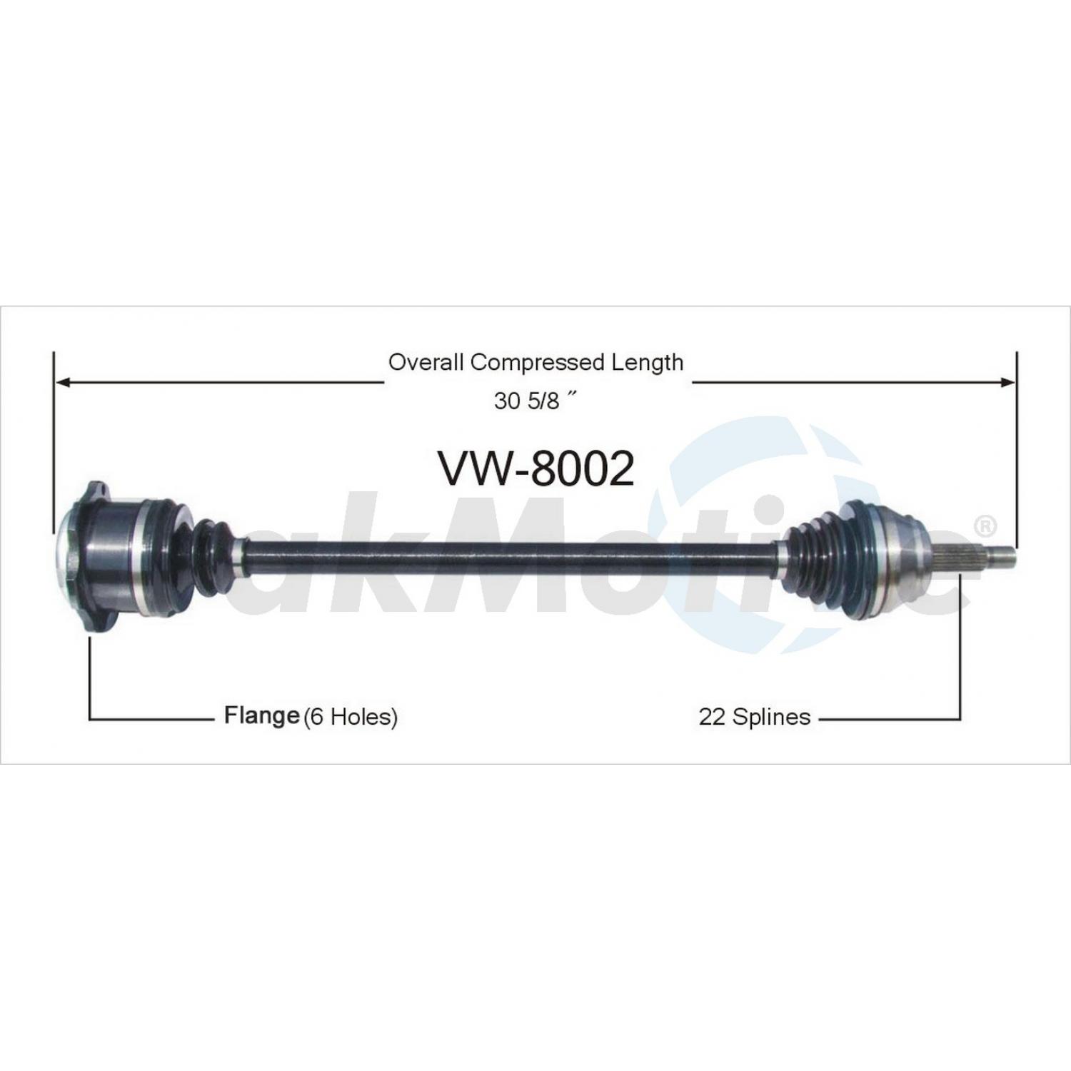 TrakMotive VW8002 CV Axle Shaft product image 1 of 3