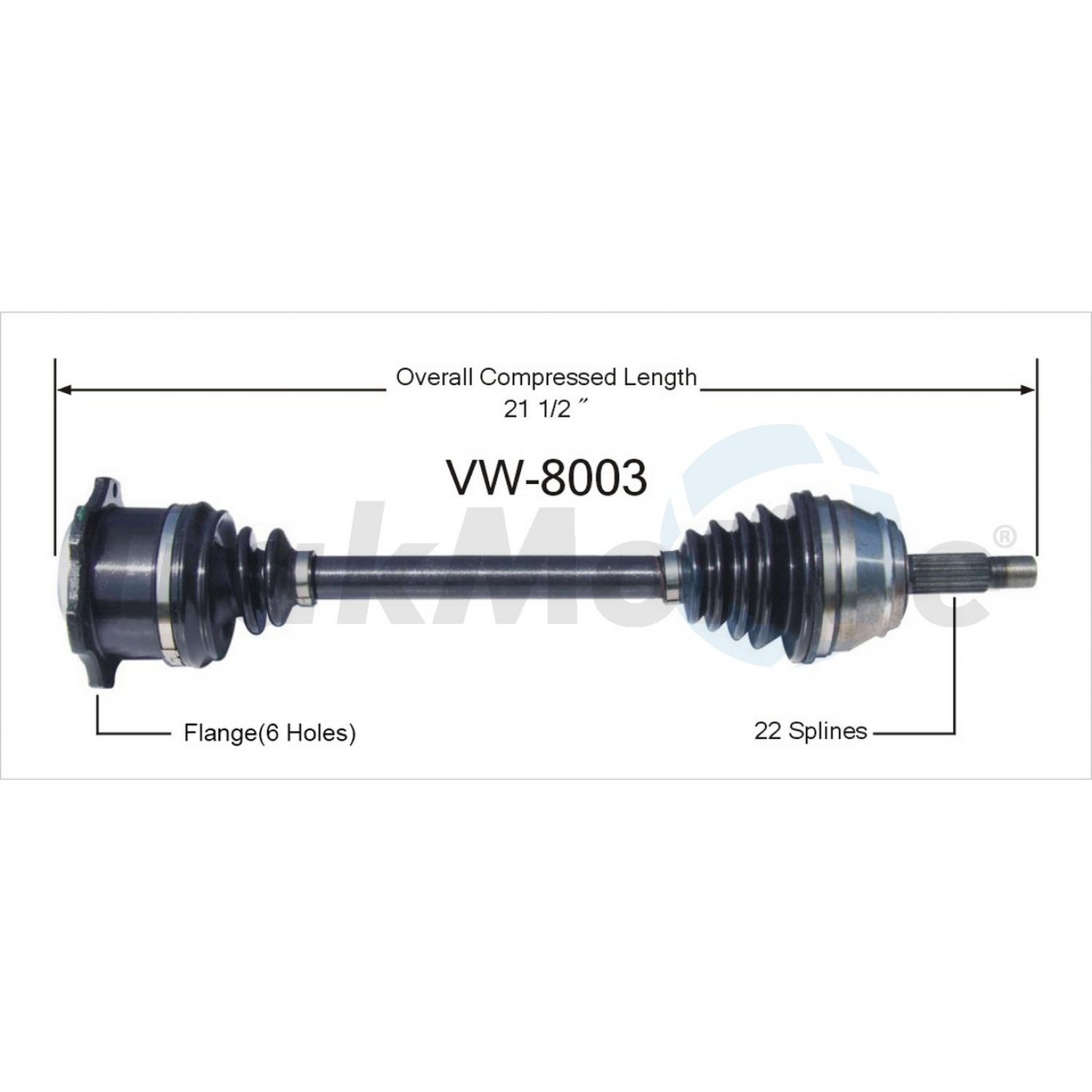 TrakMotive VW8003 CV Axle Shaft product image 1 of 3