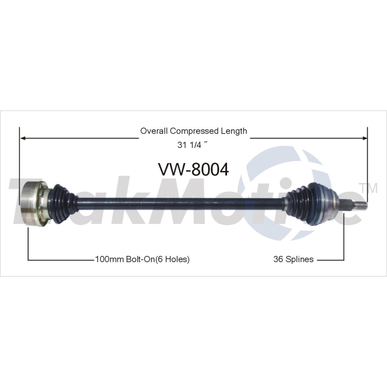 TrakMotive VW8004 - CV Axle Shaft TrakMotive VW8004 CV Axle Shaft product image 1 of 3