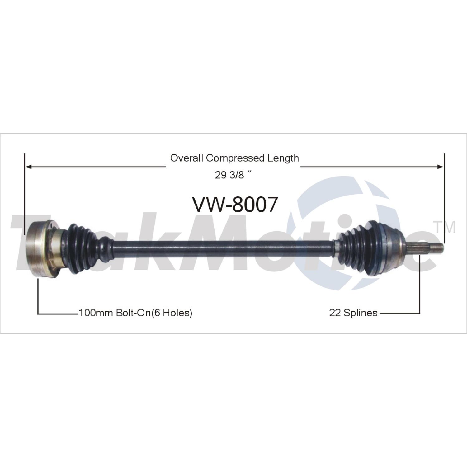 TrakMotive VW8007 CV Axle Shaft product image 1 of 3