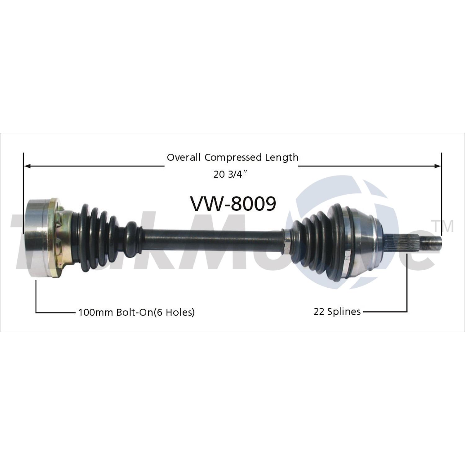 TrakMotive VW8009 - CV Axle Shaft TrakMotive VW8009 CV Axle Shaft product image 1 of 3