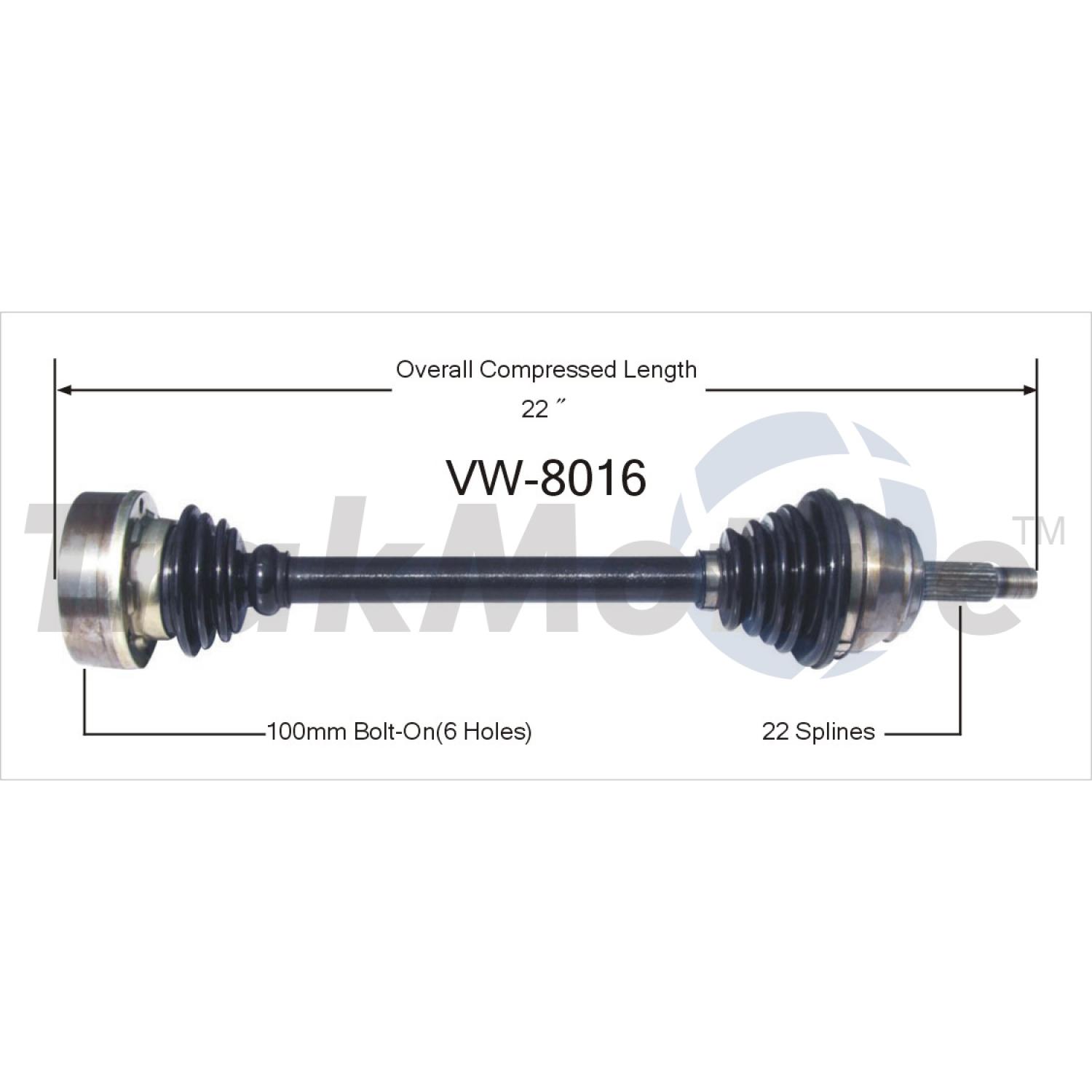 TrakMotive VW8016 - CV Axle Shaft TrakMotive VW8016 CV Axle Shaft product image 1 of 3