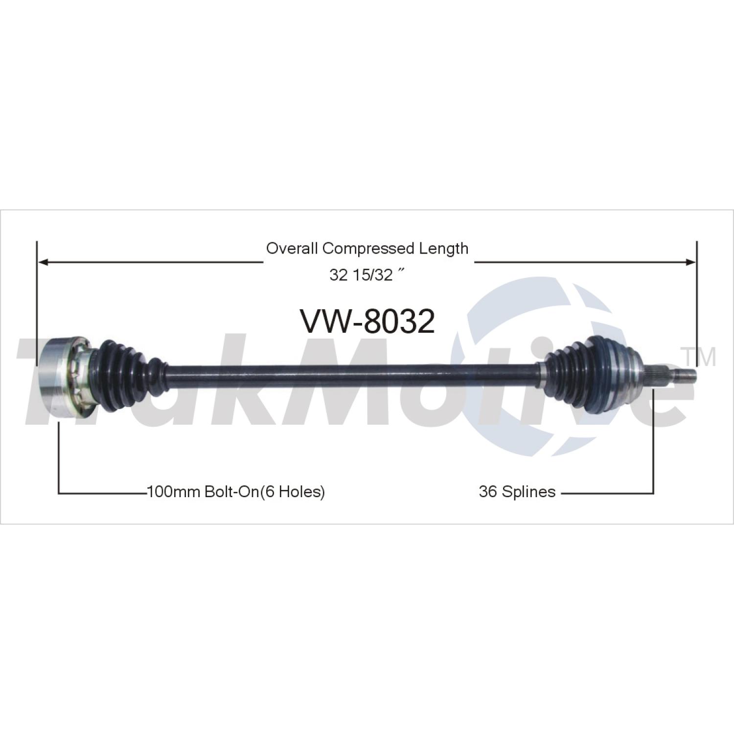 TrakMotive VW8032 - CV Axle Shaft TrakMotive VW8032 CV Axle Shaft product image 1 of 3