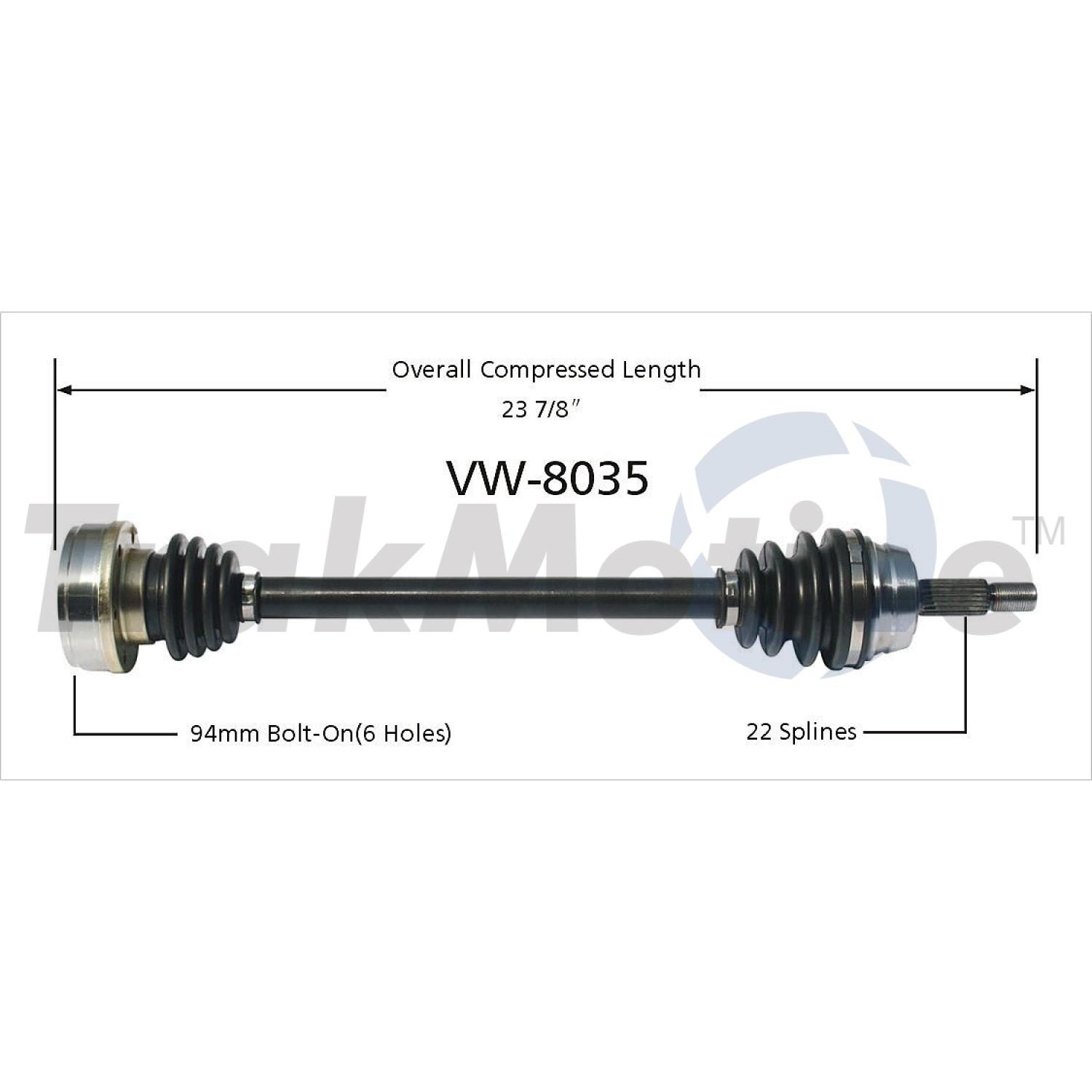 TrakMotive VW8035 - CV Axle Shaft TrakMotive VW8035 CV Axle Shaft product image 1 of 3