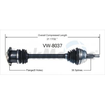2014 Volkswagen Golf CV Axle Shaft Front Left TrakMotive VW8037 image 1 of 3