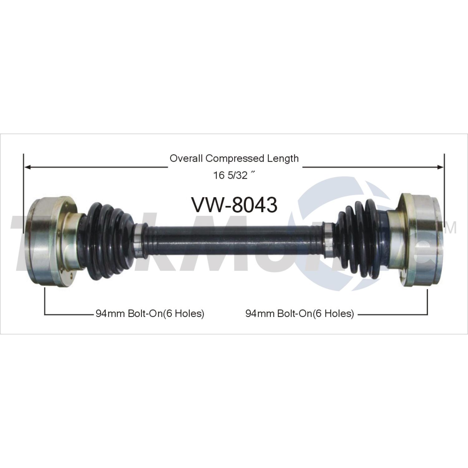 TrakMotive VW8043 - CV Axle Shaft TrakMotive VW8043 CV Axle Shaft product image 1 of 3
