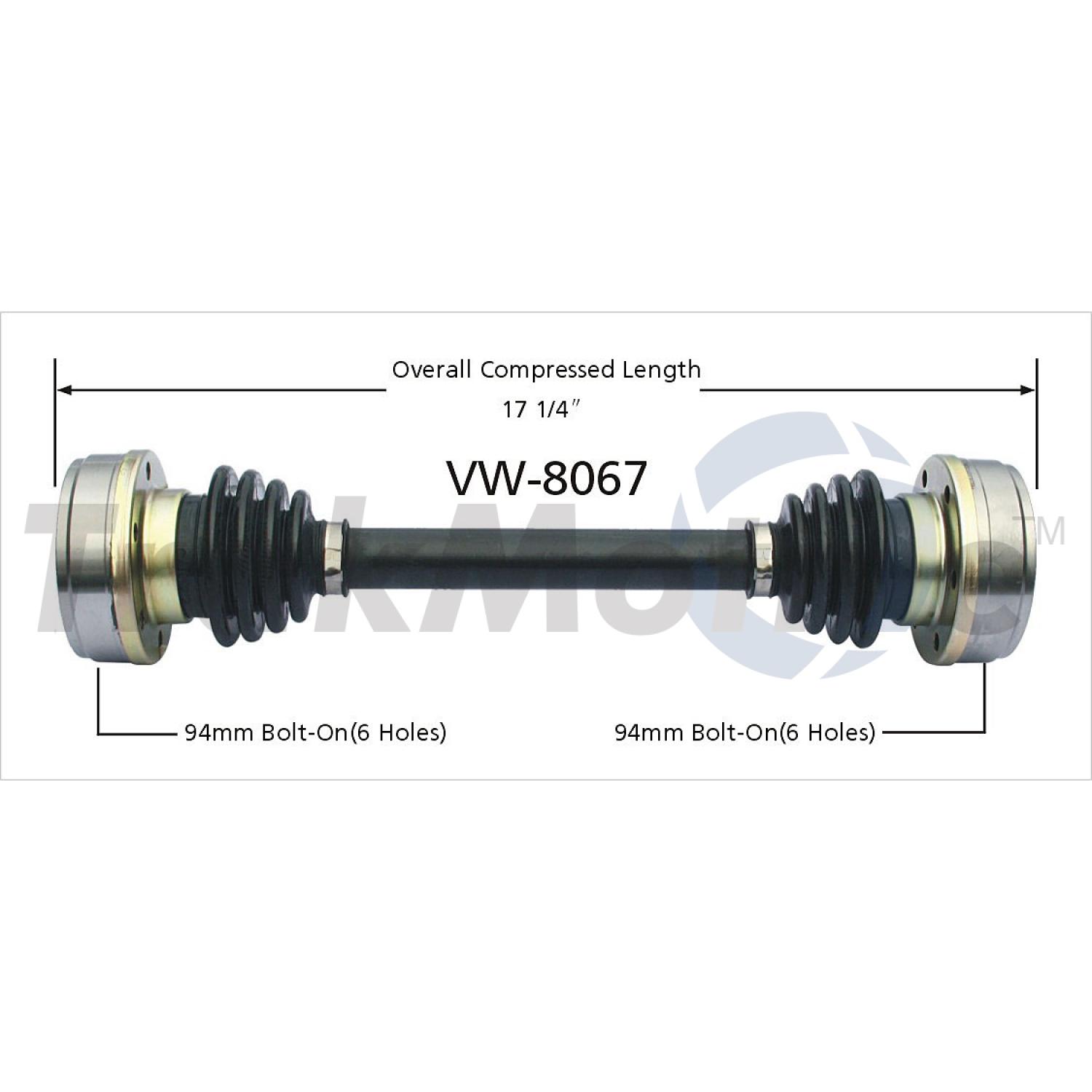 TrakMotive VW8067 CV Axle Shaft product image 1 of 3