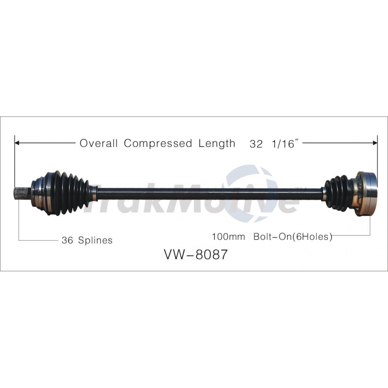 TrakMotive VW8087 - CV Axle Shaft TrakMotive VW8087 CV Axle Shaft product image 1 of 3