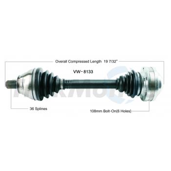2011 Volkswagen Eos CV Axle Shaft Front Left TrakMotive VW8133 image 1 of 3