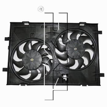 2009 Lincoln MKZ Dual Radiator and Condenser Fan Assembly TYC 623030 image 4 of 4