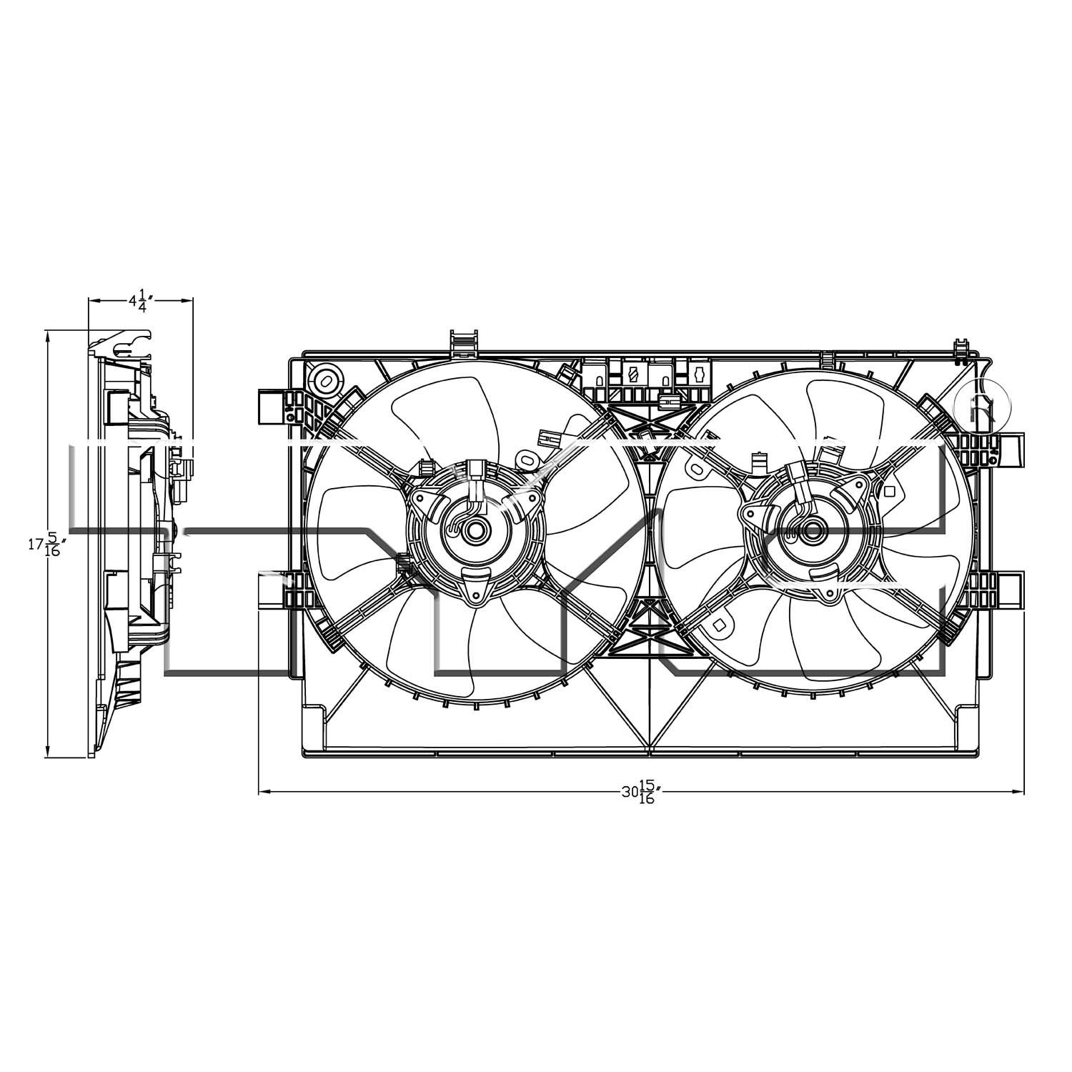 TYC 623100 Dual Radiator and Condenser Fan Assembly product image 3 of 3