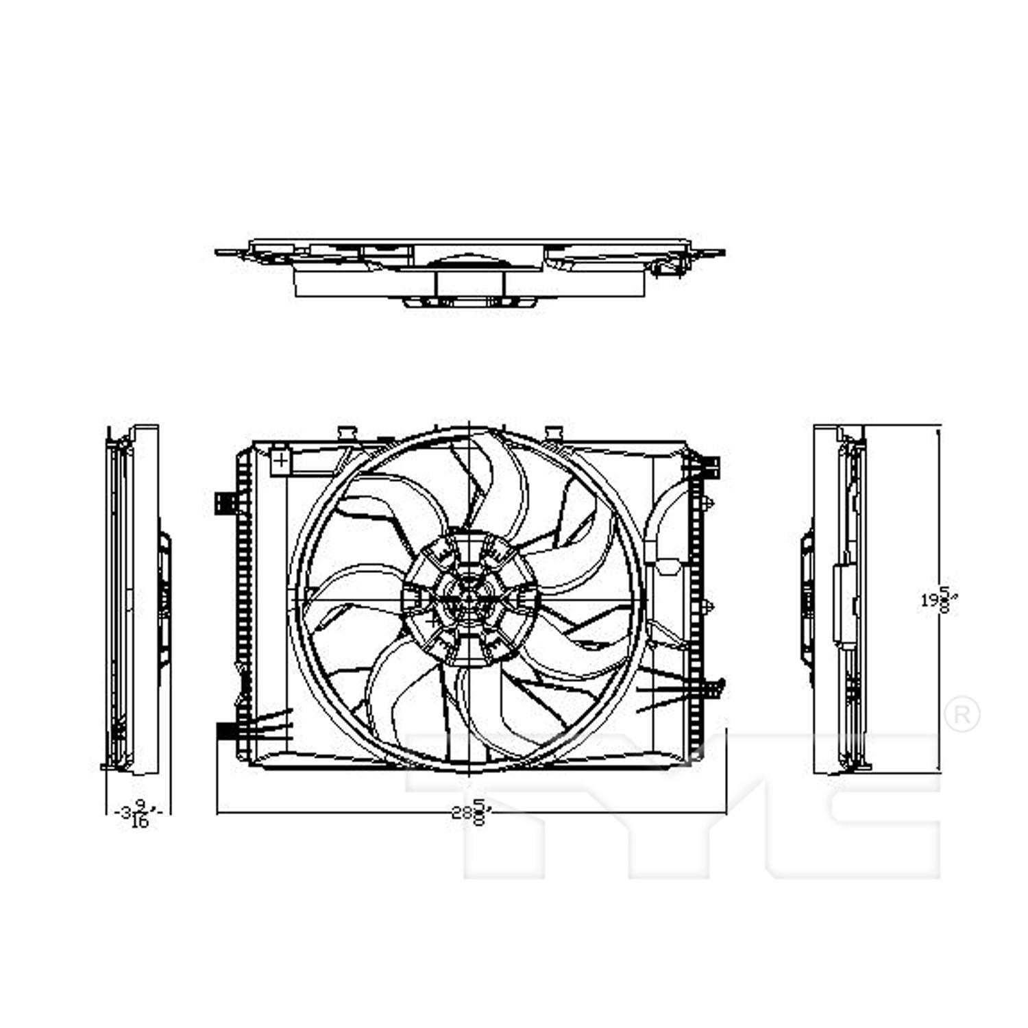 TYC 623130 Dual Radiator and Condenser Fan Assembly product image 4 of 4